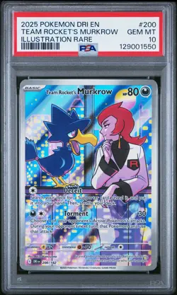 2025 POKEMON DRI EN-DESTINED RIVALS #200 TEAM ROCKET'S MURKROW PSA 10 - Image 1