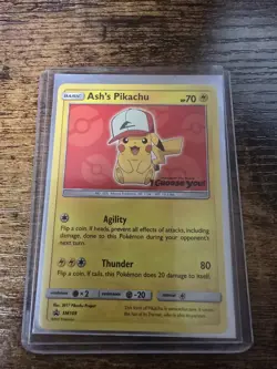 Pokemon TCG Sun & Moon Ash's Pikachu SM109 Black Star Promo Choose You LP! - Image 1