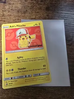 Pokemon TCG Sun & Moon Ash's Pikachu SM109 Black Star Promo Choose You LP! - Image 2