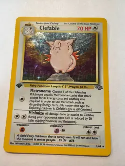 1999 Pokemon Base Set Clefable 1/64 Holo 1st Edition Rare - Image 1