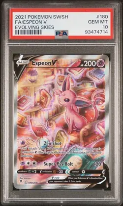 Pokemon Espeon V Full Art Ultra Rare Holo 180/203 Evolving Skies PSA 10 - Image 1