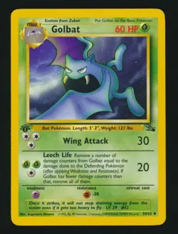 1999 Pokemon FOSSIL (WOTC) -#34 GOLBAT (Uncommon) *1st Edition* - Image 1