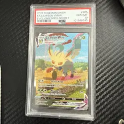 Pokemon Leafeon VMAX Secret Rare Alt Art Evolving Skies Holo #205 PSA 10 - Image 1