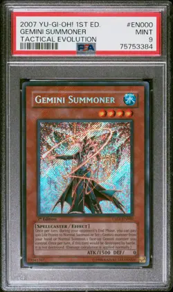 2007 YUGIOH 1ST ED TAEV-EN000 GEMINI SUMMONER SECRET RARE PSA 9 MINT #75753384 - Image 1