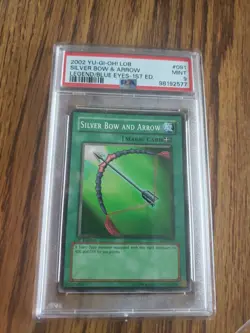 2002 Yu-Gi-Oh LOB-091 Silver Bow & Arrow Legend Blue Eyes 1ST Edition PSA Mint 9 - Image 1