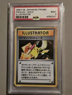 1998 pikachu illustrator card PSA 9 holo Rare Pokemon P.M. Japanese Promo - Image 1