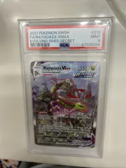 Pokemon TCG Rayquaza VMAX Holo Card Evolving Skies Psa 9 Mint Condition 218/203 - Image 1