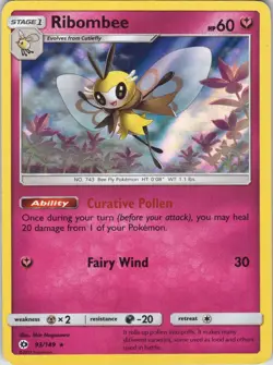 Ribombee – Pokemon TCG Sun & Moon 93/149 Rare Holo LP - Image 1