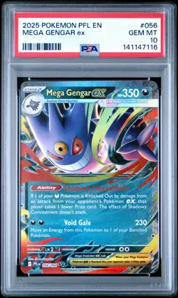 2025 POKEMON PFL EN-PHANTASMAL FLAMES #056 MEGA GENGAR EX PSA 10 - Image 1