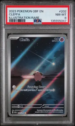 Pokemon TCG Cleffa Sv03: Obsidian Flames 202/197 Holo Illustration Rare PSA 8 - Image 1
