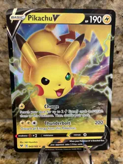 Pokemon TCG Pikachu V 043/185 Vivid Voltage Ultra Rare Holo. - Image 1