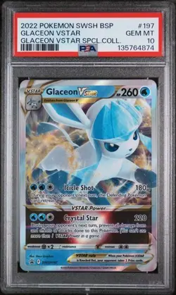 2022 POKEMON SWSH BLACK STAR PROMO #197 GLACEON VSTAR PSA 10 - Image 1
