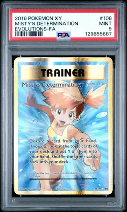 2016 POKEMON XY EVOLUTIONS #108 FULL ART/MISTY'S DETERMINATION PSA 9 - Image 1