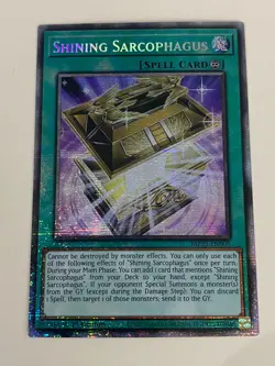 Yugioh Shining Sarcophagus x 3 - 1st Edition Starlight Rare NM - Free Holo - A - Image 3