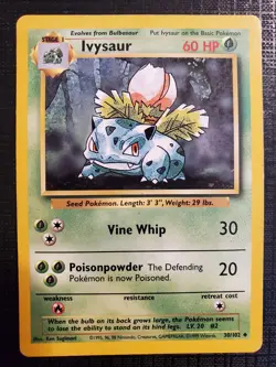 Ivysaur 30/102 - Base Set 1 - Pokemon Unlimited Card - Excellent Condition - Image 1