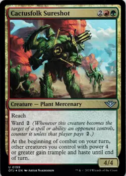 MTG Cactusfolk Sureshot Foil NM Outlaws of Thunder Junction OTJ Magic 199 - Image 1