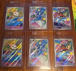 Pokemon First Partner Illustration Card 6 card lot Rowlet Litten Popplio - Image 1