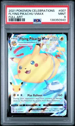 2021 Pokemon Celebrations FA FLYING PIKACHU VMAX Full Art 007/025 PSA 9 MINT - Image 1
