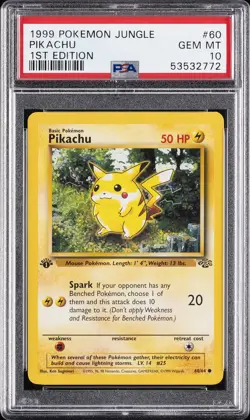 1999 POKEMON JUNGLE 1ST ED #60 PIKACHU PSA 10 - Image 1