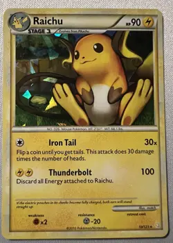 Pokemon HGSS - HeartGold SoulSilver - Raichu - 10/123 - Cracked Ice Holo Rare - Image 1
