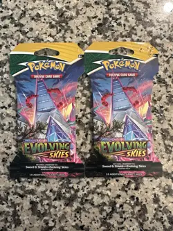 Pokemon TCG Evolving Skies Sleeved Booster Packs 2 Pack Lot Sealed - Image 1