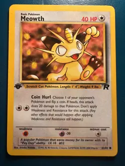 Team Rocket Pokemon TCG Meowth 1st Edition - Image 1