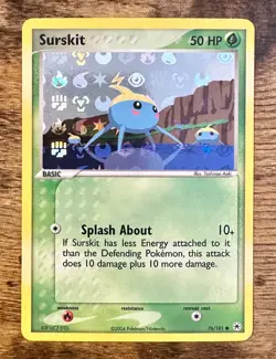 Surskit 76/101 2004 EX Hidden Legends Pokemon Card Reverse Holo Common - Lp - Image 1