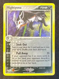 Mightyena SWIRL!! 12/107 EX Deoxys Pokemon Card TCG Nintendo Holo Rare - Lp/Mp - Image 1