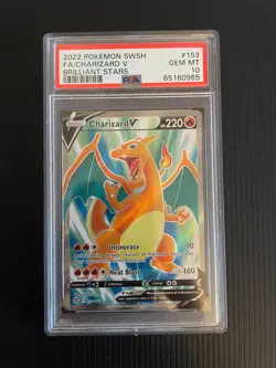 Charizard V Full-Art Pokemon TCG Card Brilliant Stars 153/172 PSA 10 GEM MINT - Image 1