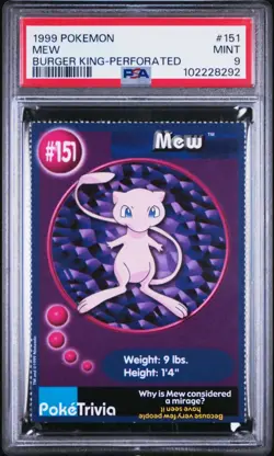 Pokemon Mew 1999 Burger King Card PSA 9 Perforated #151 - Image 1