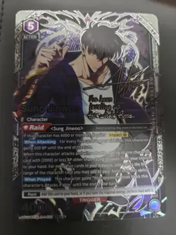 Bandai Union Arena Solo Leveling Sung Jinwoo (SR**) Card SLG1-021 Signature Alt - Image 1
