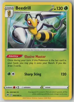 Beedrill 003/185 Pokemon Vivid Voltage Rare Near Mint Card NM - Image 1