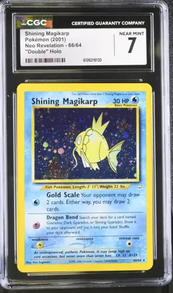 CGC 7 Shining Magikarp 2001 Neo Revelation 66/64 "Double" Holo Pokemon Card - Image 1