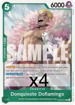 4X One Piece Card Game Donquixote Doflamingo OP09-031 Rare NM - Image 1