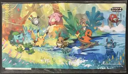 Pokemon Extra Battle Day Rubber Playmat Card Game Japanese Pikachu Eevee - Image 1