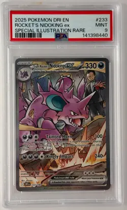 2025 POKEMON DRI EN-DESTINED RIVALS #233 TEAM ROCKET'S NIDOKING EX PSA 9 - Image 1