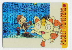 Vintage Pocket Monsters Vending Holo Prism Pokemon Sticker Card Meowth #38 Misty - Image 1