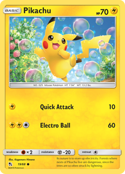 Pikachu 19/68 Common Hidden Fates Pokemon NM/M - Image 1