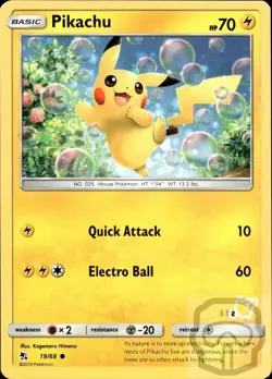 Pikachu 19/68 Common Hidden Fates Pokemon NM/M - Image 3