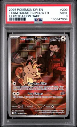 TEAM ROCKET'S MEOWTH 203/182 ILLUSTRATION RARE POKEMON PSA 9 - Image 1