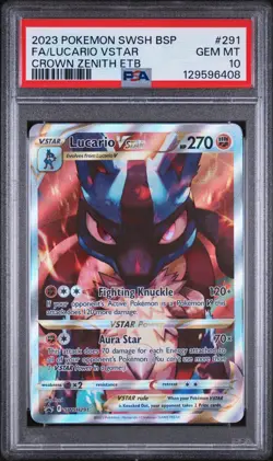 2023 PSA 10 Pokemon Lucario VSTAR Crown Zenith ETB Full Art Promo SWSH291 - Image 1