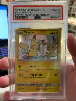Pokemon - Pikachu Holo SM162 Promo Team Up Single Blister Promo PSA 7 - Image 1