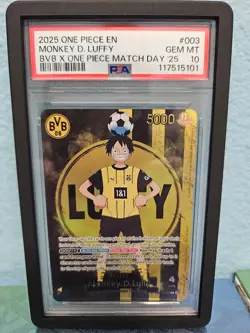 PSA 10 2025 One Piece X BVB Match Day Promo Monkey D Luffy #ST13-003 - Image 1