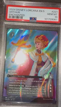 2024 Disney Lorcana Shimmering Skies Enchanted Arthur PSA 10 CASE HIT - Image 1