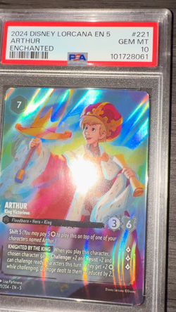 2024 Disney Lorcana Shimmering Skies Enchanted Arthur PSA 10 CASE HIT - Image 2