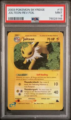 2003 Pokemon Skyridge Jolteon Reverse Holo 13/144 PSA 9 - Image 1