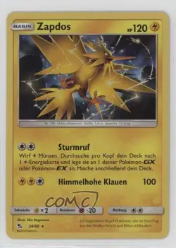 Zapdos German Pokemon Sun & Moon Hidden Fates #24 - Image 1