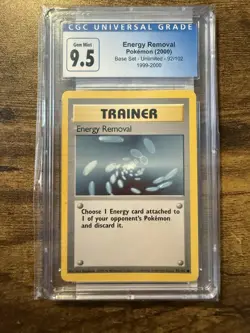 Pokemon Energy Removal Trainer Base Set Unlimited 92/102 CGC 9.5 English - Image 1