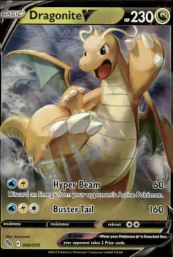 Pokemon Cards Dragonite V 049/078 Pokemon GO Holo Rare V NM - Image 1