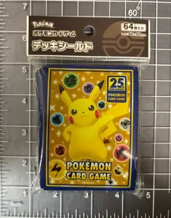 Pokemon 25th Anniversary Pikachu Deck Shield Card Sleeves 64ct - Image 1
